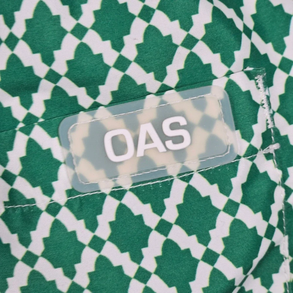 OAS Swim Trunks‎ Mens XXL Green Patterned Geometric Mesh Lined Zip Pocket Shorts
